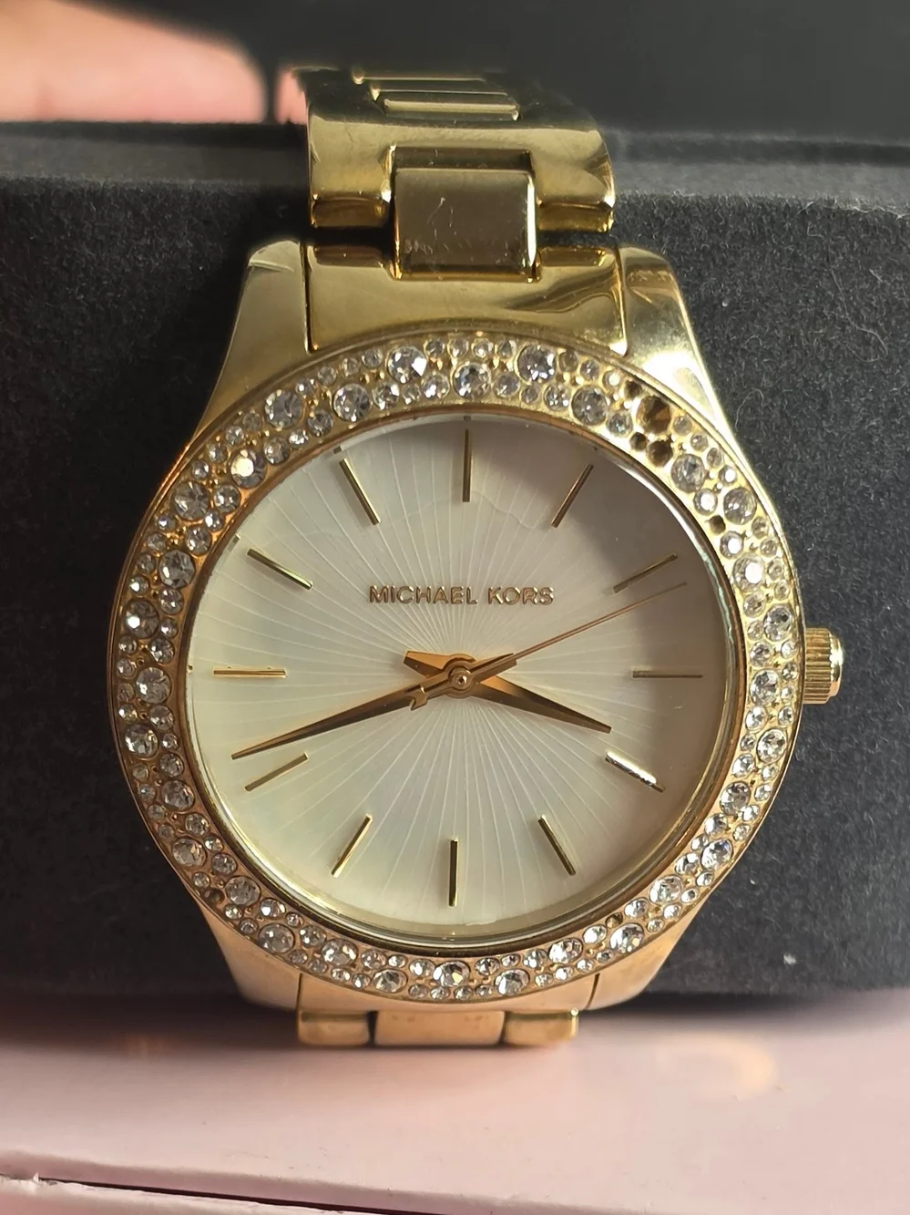 Michael Kors Gold-Tone Crystal Bezel Women's Bracelet Watch